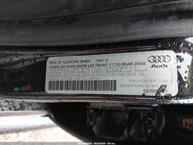 45469838 :رقم المزاد ، WUAPV54B23N905262 vin ، 2003 Audi Rs6 4.2 مزاد بيع