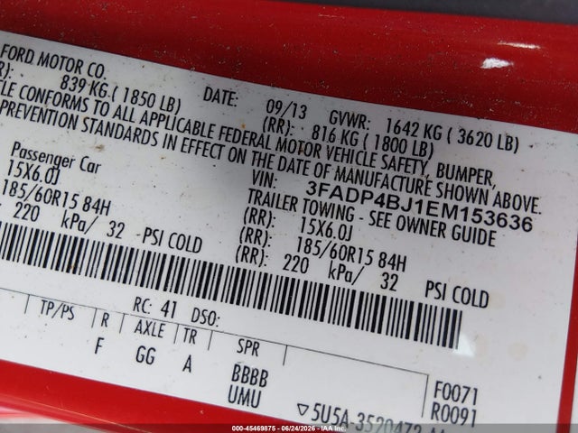 Ford FIESTA SE 2014 3FADP4BJ1EM153636 Image 9