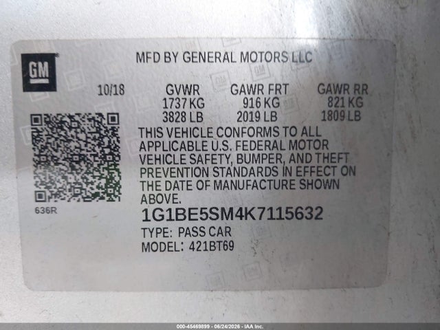 1G1BE5SM4K7115632 Chevrolet CRUZE LT