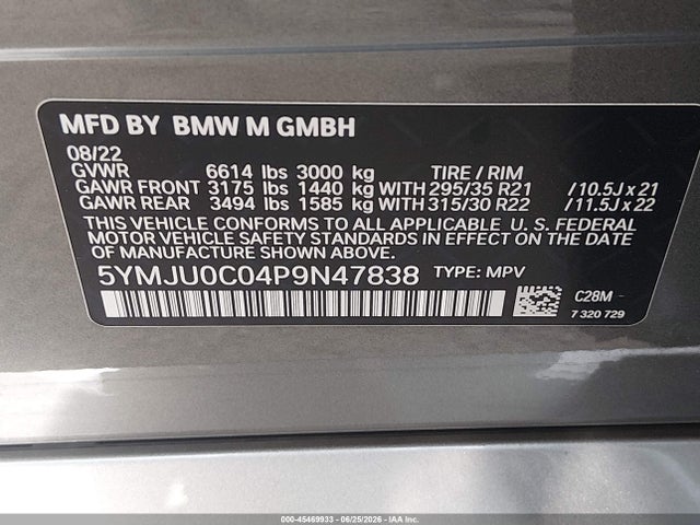 5YMJU0C04P9N47838 BMW X5 M