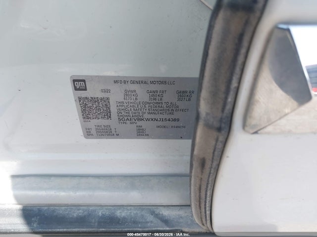 45470017 :رقم المزاد ، 5GAEVBKWXNJ154089 vin ، 2022 Buick Enclave Awd Premium مزاد بيع