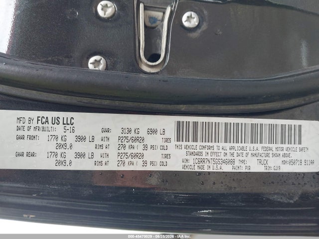 RAM 1500 Laramie 2016 1C6RR7NT5GS346088 Image 9