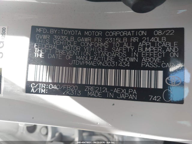 Toyota COROLLA LE 2022 JTDVPMAE9N3031434 Image 9