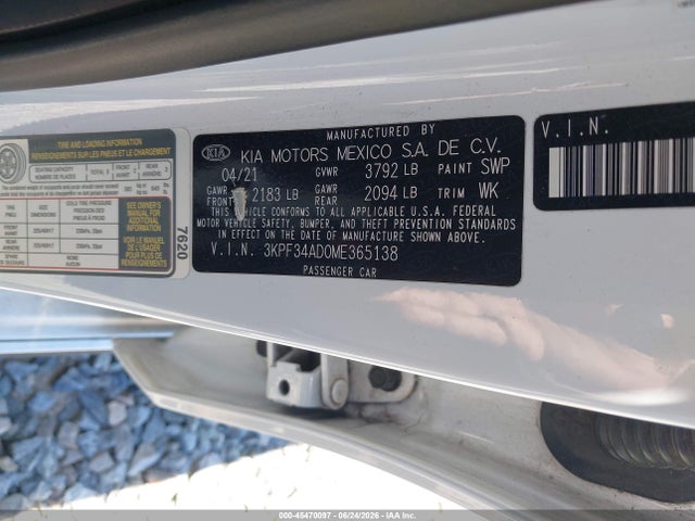 Продажа на аукционе авто 2021 Kia Forte Gt-line, vin: 3KPF34AD0ME365138, номер лота: 45470097