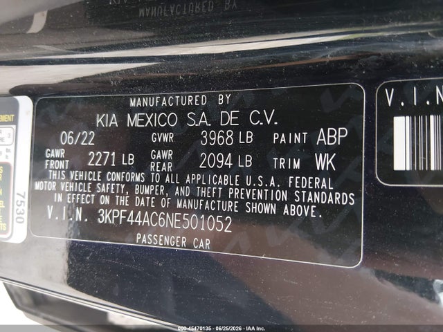Продажа на аукционе авто 2022 Kia Forte Gt, vin: 3KPF44AC6NE501052, номер лота: 45470135