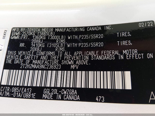 Lexus RX 350 2022 2T2HZMAA9NC236923 Image 9