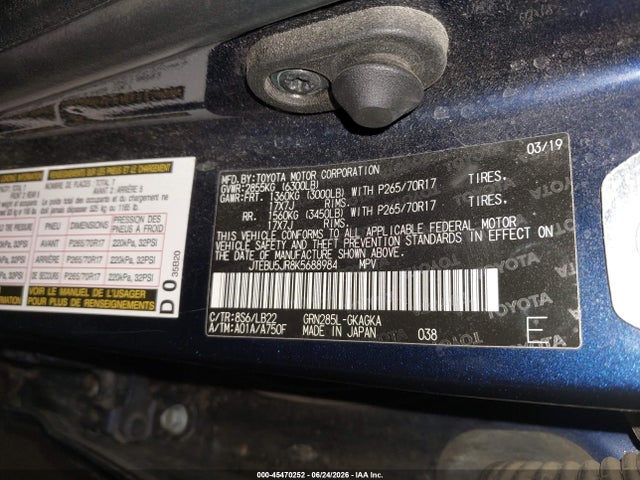 Toyota 4runner Sr5 Premium 2019 JTEBU5JR8K5688984 Image 9
