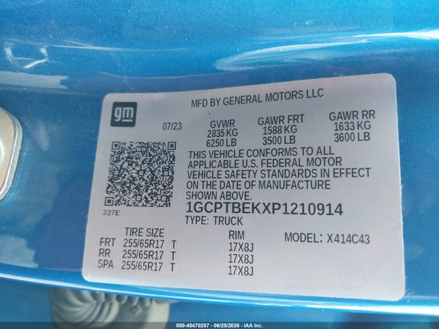 1GCPTBEKXP1210914 Chevrolet Colorado 4wd Short Box Wt