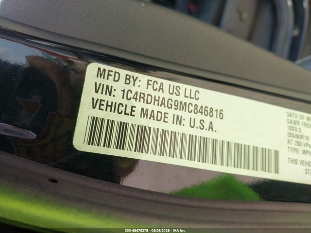 Продажа на аукционе авто 2021 Dodge Durango Sxt Plus Rwd, vin: 1C4RDHAG9MC846816, номер лота: 45470279