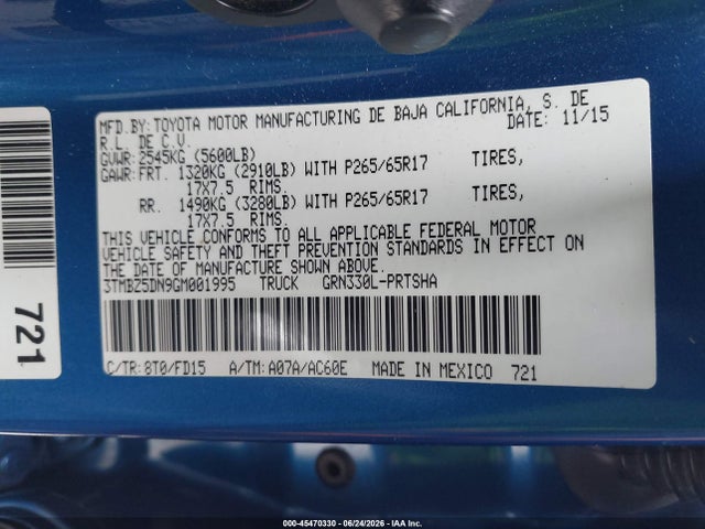 3TMBZ5DN9GM001995 Toyota Tacoma Trd Sport