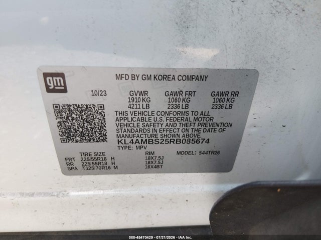 45470429 :رقم المزاد ، KL4AMBS25RB085674 vin ، 2024 Buick Encore Gx Preferred Fwd مزاد بيع