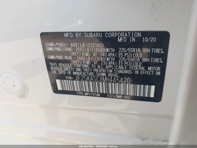 Subaru Forester Limited 2021 JF2SKASC8MH445420 Image 9
