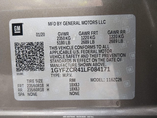 1GYFZCR41LF084171 Cadillac Xt4 Fwd Premium Luxury
