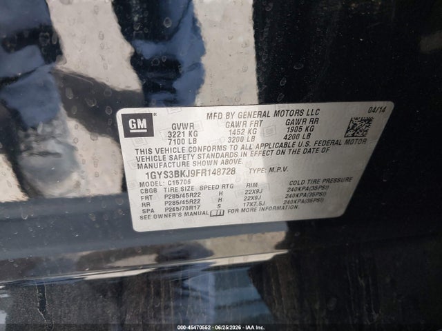 Продажа на аукционе авто 2015 Cadillac Escalade Luxury, vin: 1GYS3BKJ9FR148728, номер лота: 45470552