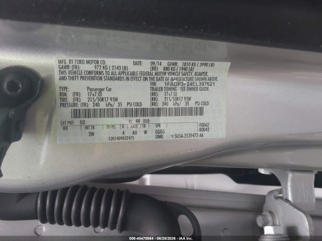 45470564 :رقم المزاد ، 1FADP3F24EL397621 vin ، 2014 Ford Focus Se مزاد بيع