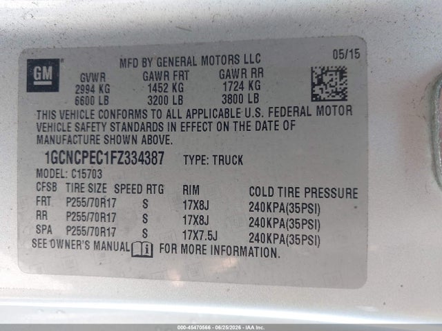 Chevrolet Silverado 1500 Ls 2015 1GCNCPEC1FZ334387 Image 9