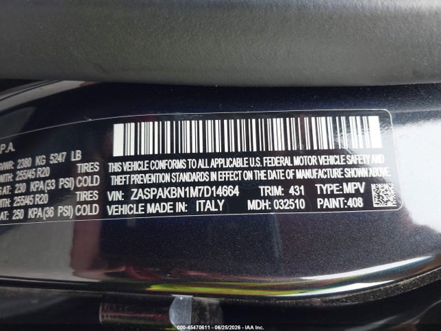 Aukcja sprzedaży 2021 Alfa Romeo Stelvio Ti Awd, vin: ZASPAKBN1M7D14664, numer aukcji: 45470611
