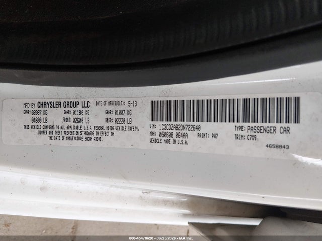 Aukcja sprzedaży 2013 Dodge Avenger Se, vin: 1C3CDZAB2DN722640, numer aukcji: 45470620