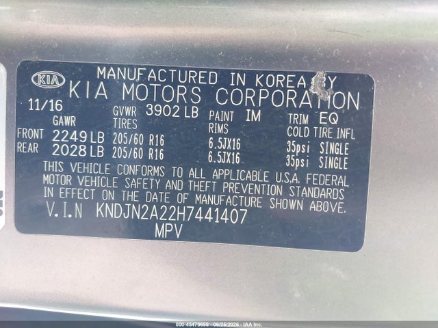 Продаж на аукціоні авто 2017 Kia Soul, vin: KNDJN2A22H7441407, номер лоту: 45470658