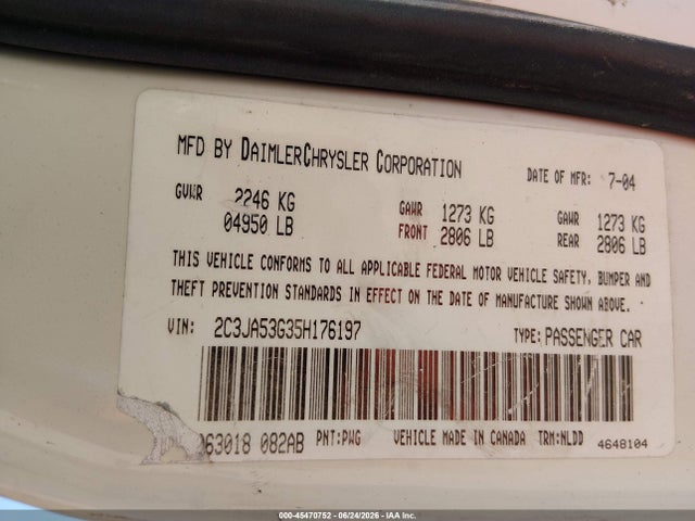 45470752 :رقم المزاد ، 2C3JA53G35H176197 vin ، 2005 Chrysler 300 Touring مزاد بيع