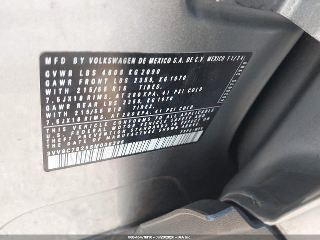 Продаж на аукціоні авто 2025 Volkswagen Taos 1.5t S, vin: 3VV8C7B29SM006396, номер лоту: 45470810