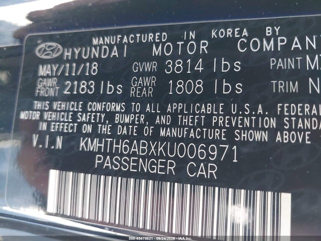 2019 Hyundai Veloster Turbo R-spec მანქანა იყიდება აუქციონზე, vin: KMHTH6ABXKU006971, აუქციონის ნომერი: 45470821
