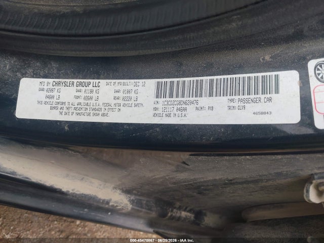 2013 Dodge Avenger Sxt მანქანა იყიდება აუქციონზე, vin: 1C3CDZCG8DN620476, აუქციონის ნომერი: 45470867