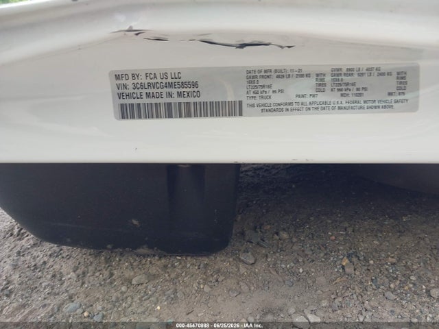 45470888 :رقم المزاد ، 3C6LRVCG4ME585596 vin ، 2021 Ram Promaster 2500 High Roof 136 Wb مزاد بيع