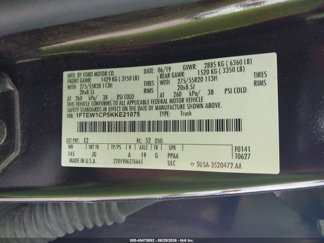 Ford F-150 Xl 2019 1FTEW1CP5KKE21075 Image 9