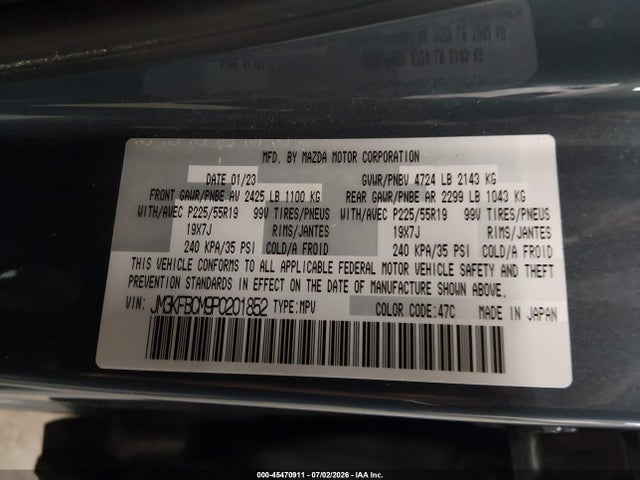 2023 Mazda Cx-5 2.5 S Carbon Edition მანქანა იყიდება აუქციონზე, vin: JM3KFBCM9P0201852, აუქციონის ნომერი: 45470911