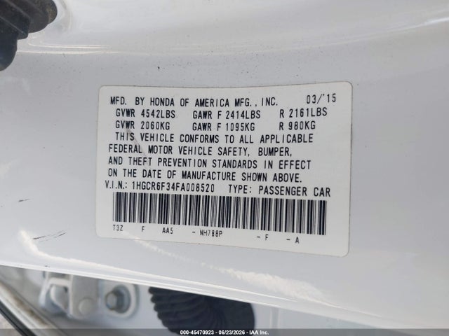 1HGCR6F34FA008520 Honda ACCORD HYBRID