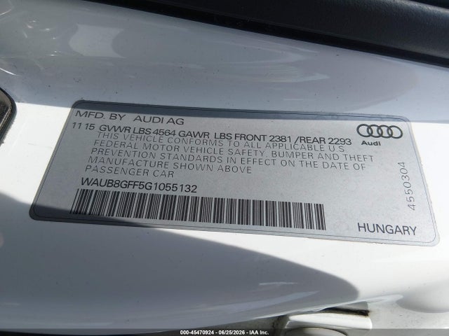 Aukcja sprzedaży 2016 Audi A3 2.0t Premium, vin: WAUB8GFF5G1055132, numer aukcji: 45470924