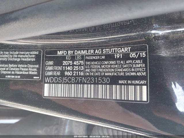 WDDSJ5CB7FN231530 Mercedes-Benz Cla 45 Amg 4matic