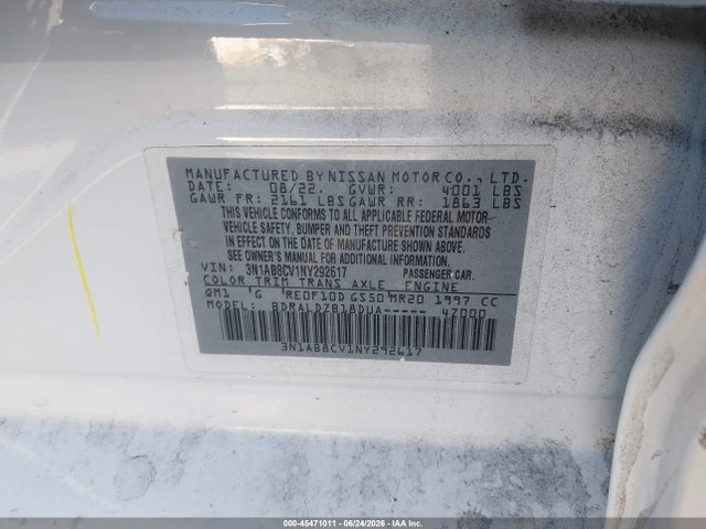 3N1AB8CV1NY292617 Nissan Sentra Sv Xtronic Cvt