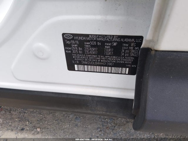 Продажа на аукционе авто 2017 Hyundai Santa Fe Sport 2.4l, vin: 5NMZUDLB4HH013961, номер лота: 45471056