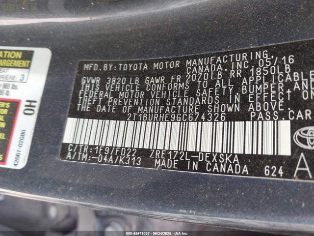 Toyota Corolla S Plus 2016 2T1BURHE9GC674326 Image 9