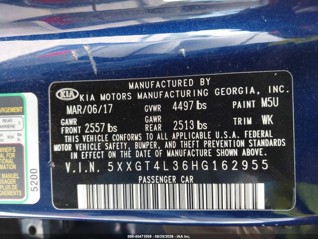 KIA Optima Lx 2017 5XXGT4L36HG162955 Image 9