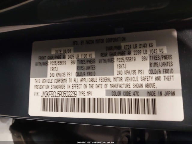 Продаж на аукціоні авто 2024 Mazda Cx-5 2.5 S Carbon Edition, vin: JM3KFBCL5R0502239, номер лоту: 45471087