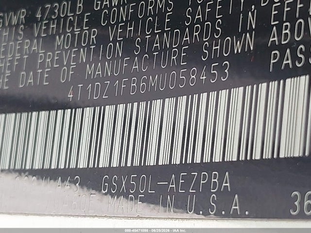 Toyota AVALON LIMITED 2021 4T1DZ1FB6MU058453 Image 9