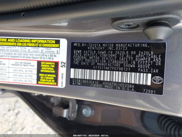 Aukcja sprzedaży 2023 Toyota Camry Se, vin: 4T1S11AK7PU798121, numer aukcji: 45471101
