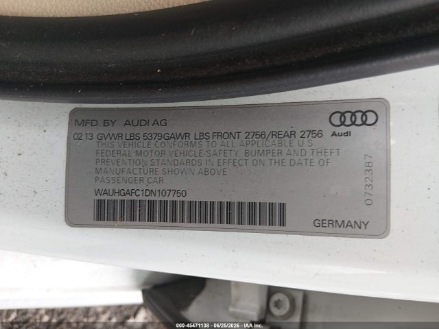 Продажа на аукционе авто 2013 Audi A6 3.0t Premium, vin: WAUHGAFC1DN107750, номер лота: 45471138