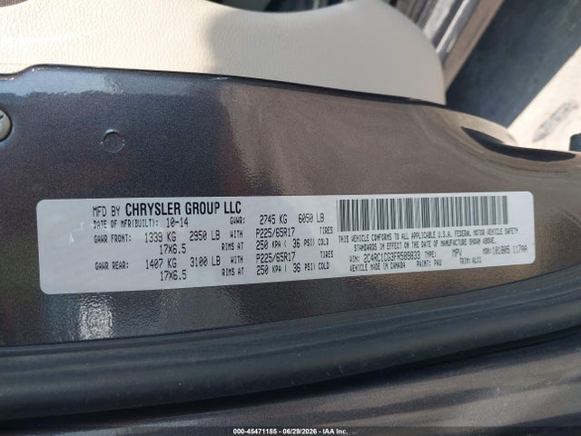 Продаж на аукціоні авто 2015 Chrysler Town & Country Touring-l, vin: 2C4RC1CG3FR589833, номер лоту: 45471185