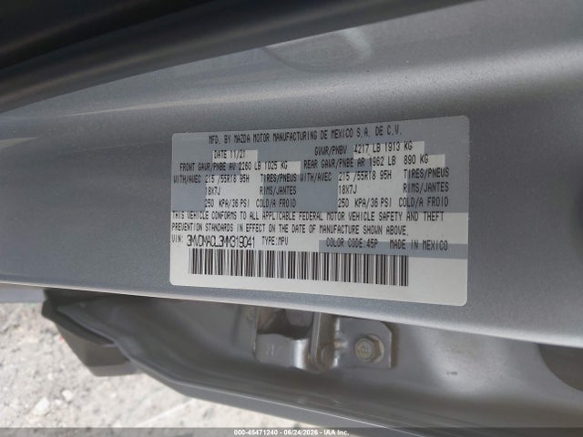 Продажа на аукционе авто 2021 Mazda Cx-30 Preferred, vin: 3MVDMACL3MM319041, номер лота: 45471240