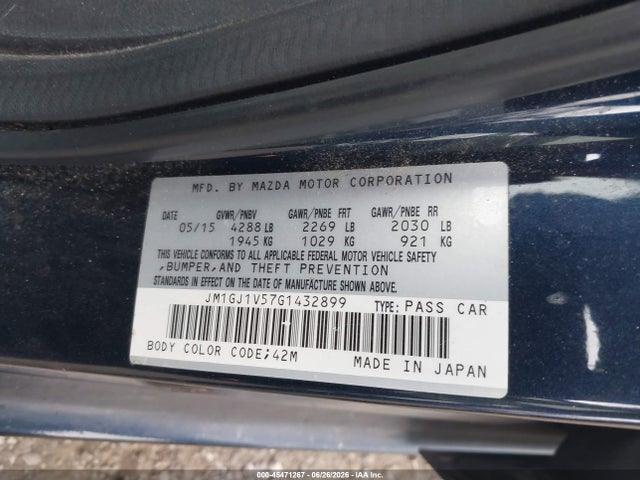 Продажа на аукционе авто 2016 Mazda Mazda6 I Touring, vin: JM1GJ1V57G1432899, номер лота: 45471267