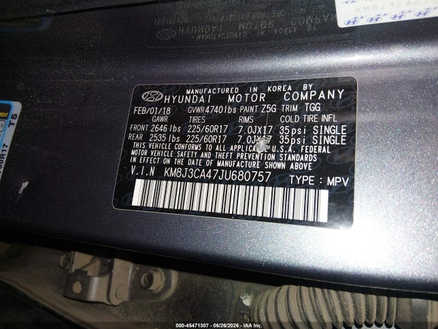 Hyundai TUCSON SEL 2018 KM8J3CA47JU680757 Image 9