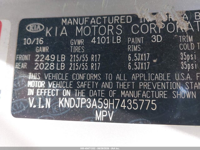 Auction sale of the 2017 Kia Soul +, vin: KNDJP3A59H7435775, lot number: 45471332