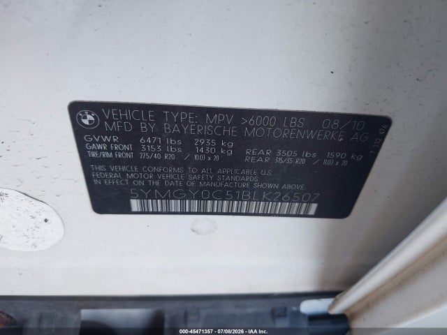 Aukcja sprzedaży 2011 Bmw X5 M, vin: 5YMGY0C51BLK26507, numer aukcji: 45471357