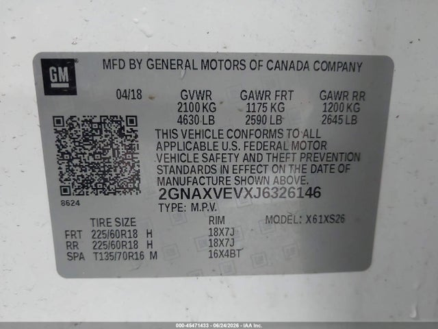 Chevrolet Equinox Premier 2018 2GNAXVEVXJ6326146 Image 9