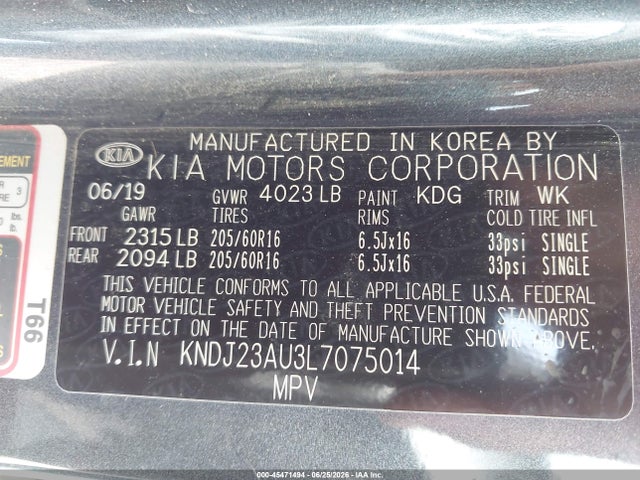 Продажа на аукционе авто 2020 Kia Soul Lx, vin: KNDJ23AU3L7075014, номер лота: 45471494