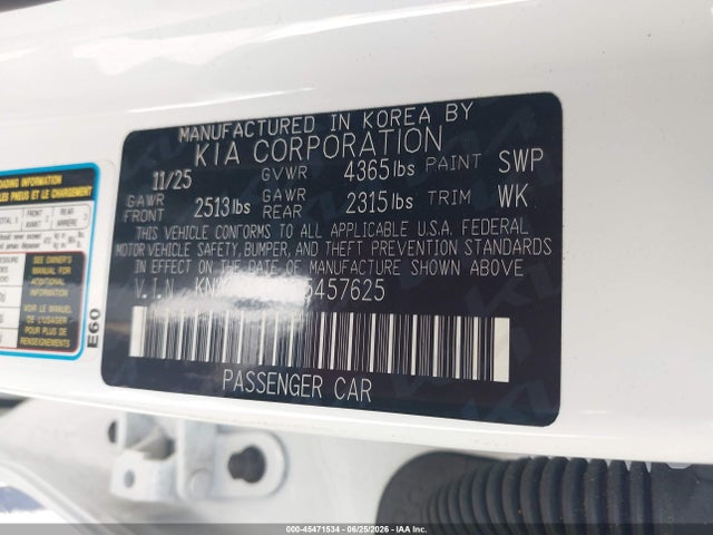 Продажа на аукционе авто 2026 Kia K5 Lxs Fwd, vin: KNAG24J7XT5457625, номер лота: 45471534